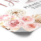 Roze Boho Roos Soiree Vrijgezellenfeest Drinken Te Poster (Hoek)