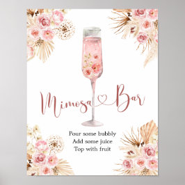 Roze Boho Roos Soiree Vrijgezellenfeest Mimosa Bar Poster
