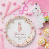 Roze Boho Roos Soiree Vrijgezellenfeest Papier Bor Papieren Bordje (Feest)