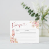 Roze Boho Roos Soiree Vrijgezellenfeest Recept Kaart (Staand voorkant)