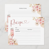 Roze Boho Roos Soiree Vrijgezellenfeest Recept Kaart (Voorkant / Achterkant)