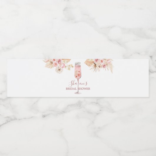 Roze Boho Roze Soiree Bruidsfeest Waterfles Waterfles Etiket (Enkel label)