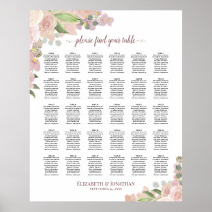 Roze Boho - Rozen 30 Tafel - bruiloft Poster