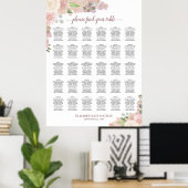 Roze Boho Rozen 30 Tafel Trouw Stoelenplattegrond Poster (Thuiskantoor)