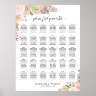 Roze Boho Rozen 30 Tafel Trouw Stoelenplattegrond Poster