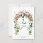 Roze Boho Rozen Lente Trouwboog Bedankkaart (Voorkant)