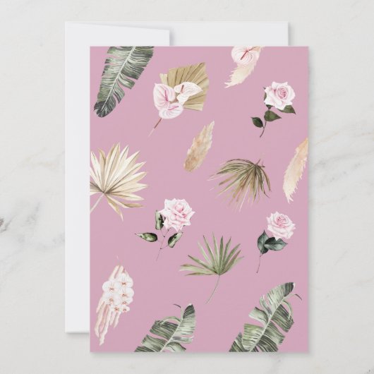 Roze Boho Safari Baby shower Kaart (Achterkant)