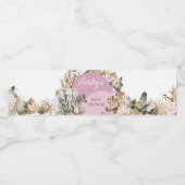Roze Boho Safari Baby shower Waterfles Etiket (Enkel label)