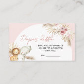 Roze Boho Safari Dieren Baby shower Luier Raffle Informatiekaartje (Voorkant)