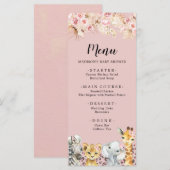 Roze Boho Safari Party Dieren Baby shower Menu (Voorkant / Achterkant)