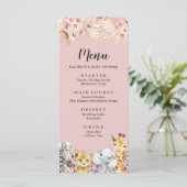 Roze Boho Safari Party Dieren Baby shower Menu (Staand voorkant)