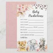 Roze Boho Safari Party Dieren Baby Voorspelling (Voorkant / Achterkant)