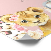 Roze Boho Safari Party Dieren Baby's zijn zoet Poster (Hoek)
