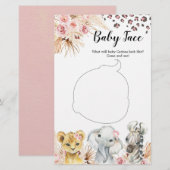 Roze Boho Safari Party Dieren Meisje Baby Gezichts (Voorkant / Achterkant)