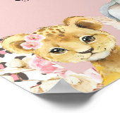 Roze Boho Safari Party Dieren Meisje Gastenboek Poster (Hoek)