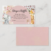 Roze Boho Safari Party Dieren Meisje Luier Raffle Informatiekaartje (Voorkant / Achterkant)