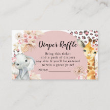 Roze Boho Safari Party Dieren Meisje Luier Raffle