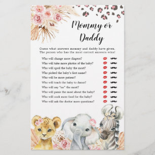 Roze Boho Safari Party Dieren Meisje Mama of Papa