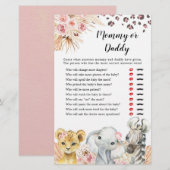 Roze Boho Safari Party Dieren Meisje Mama of Papa (Voorkant / Achterkant)