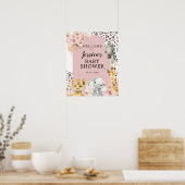 Roze Boho Safari Party Dieren Meisje Welkomstbord Poster (Keuken)