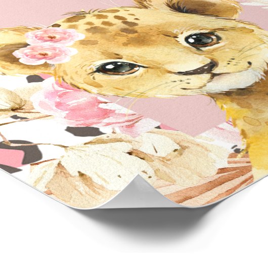 Roze Boho Safari Party Dieren Meisje Welkomstbord Poster (Hoek)