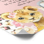 Roze Boho Safari Party Dieren Meisje Zeg niet Baby Poster (Hoek)