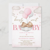 Roze Boho Slapen Beer Meisje Baby shower Kaart (Voorkant)