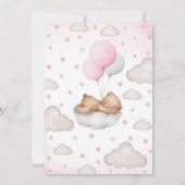 Roze Boho Slapen Beer Meisje Baby shower Kaart (Achterkant)