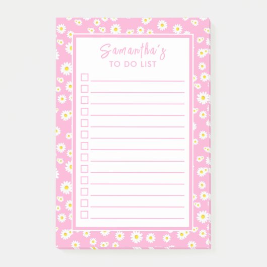 Roze Boho Spring Daisies om een lijst op te stelle Post-it® Notes (Voorkant)