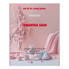 Roze Boho Spring Natuur Foto Baby shower Perfect Poster