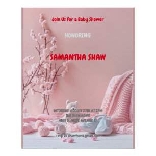 Roze Boho Spring Natuur Foto Baby shower Perfect Poster