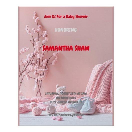 Roze Boho Spring Natuur Foto Baby shower Perfect Poster (Voorkant)