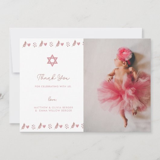 Roze Boho Star van David Jewish Bedankkaart (Voorkant)