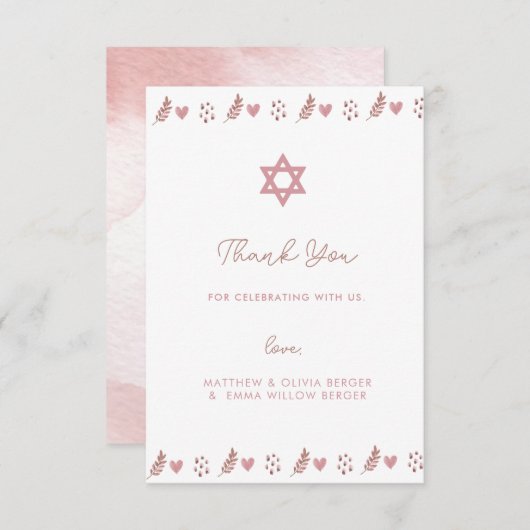 Roze Boho Star van David Jewish Hartelijk dank Bedankkaart (Voorkant / Achterkant)