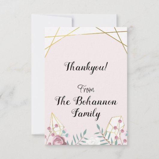 Roze Boho Stijl Bedankkaart (Voorkant)