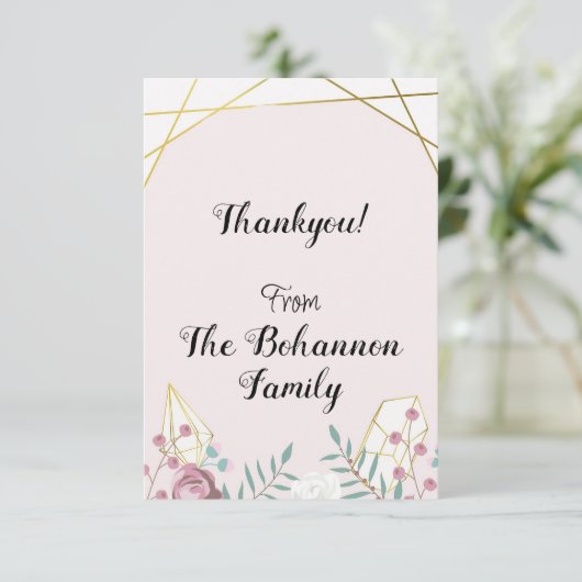 Roze Boho Stijl Bedankkaart (Staand voorkant)