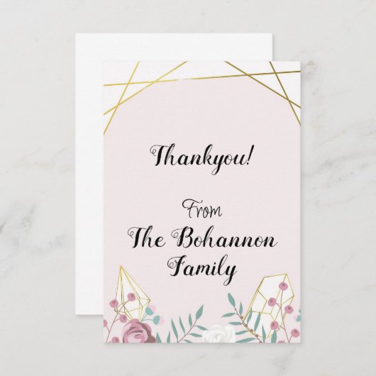 Roze Boho Stijl Bedankkaart (Voorkant / Achterkant)
