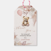 Roze Boho Teddybeer Baby Shower Bedanktkaartjes Cadeaulabel (Voorkant)