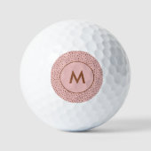 Roze & Boho Terracotta Bruin Stippen Monogram Golfballen (Voorkant)