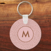 Roze & Boho Terracotta Bruin Stippen Monogram Sleutelhanger (Voorkant)