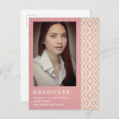 Roze Boho Textile Textile Photo Unisex Afstuderen Aankondigingskaart (Voorkant / Achterkant)