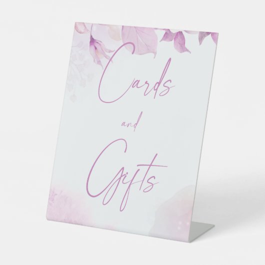 Roze Boho trouwkaarten & geschenken voetstuk teken Reclamebord Met Voetstuk (Voorkant)