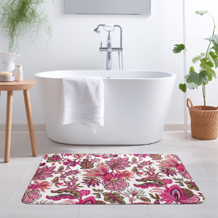 Roze Boho Vintage Bloemendruk Badmat