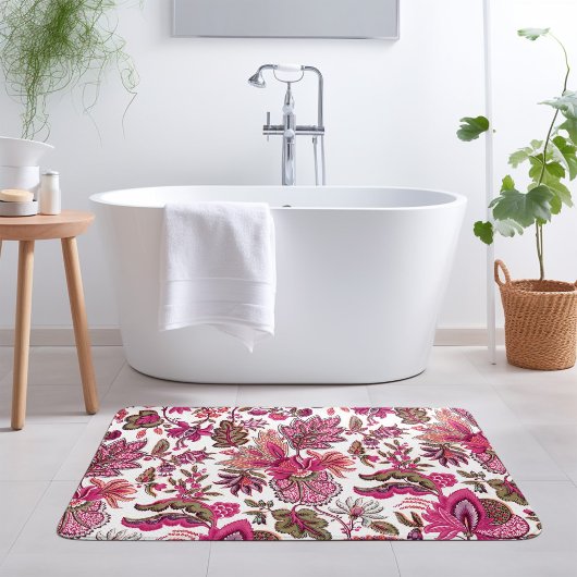 Roze Boho Vintage Bloemendruk Badmat