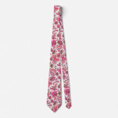 Roze Boho Vintage Bloemendruk Stropdas (Voorkant)