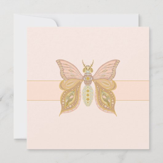  Roze Boho Vlinder Verjaardagsfeestje Kinder Kaart (Achterkant)