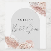Roze Boho Waterverf Arch Flowers Vrijgezellenfeest Wijn Etiket (Enkel label)