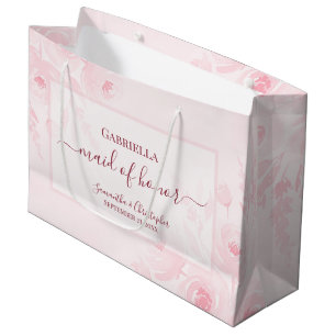 Roze Boho Waterverf Bloem Bruidsmeisje Eer Groot Cadeauzakje