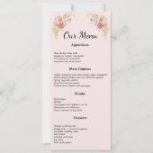 Roze Boho Waterverf Bloemen Menu Kaart (Voorkant)