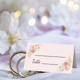 Roze Boho Waterverf Flowers Place Card Plaatskaartje